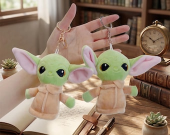Baby Yoda Plush Keychain 12cm | Star Wars Inspired Grogu Keyring | Cute Backpack Charm