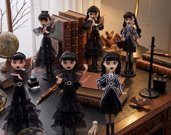 Gothic Mystery Girl Fashion Doll,Dark Aesthetic Art Doll with Outfits,Raven Dance Evening Dress,School Uniform Doll,9-Jointed CollectibleToy
