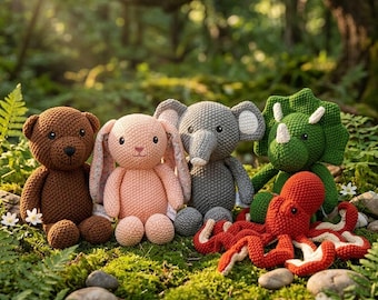 Handmade Crochet Animal Plushies, Amigurumi Stuffed Animals, Cute Nursery Decor,Soft Crochet Toy, Baby Shower Gift,Animal Friends Collection