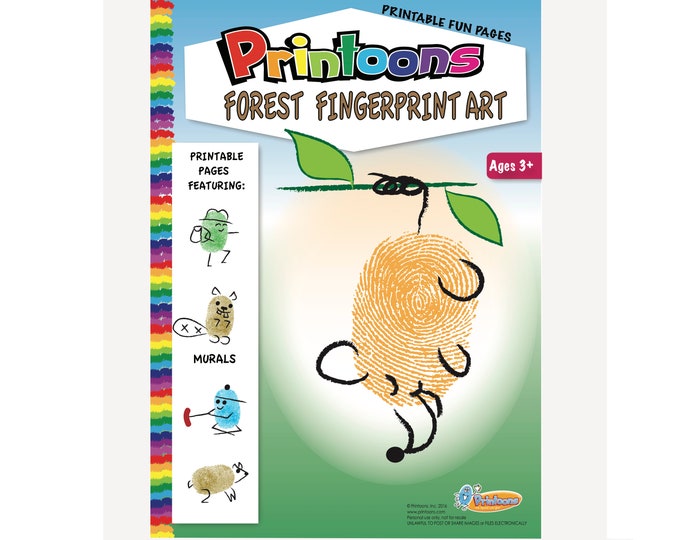 FOREST THUMBPRINT Art, Forest Worksheets, Forest Animal Art and Craft, DIY Outdoor Art, Camping Craft, Camp Art, Forest Fingerprint Art Kit