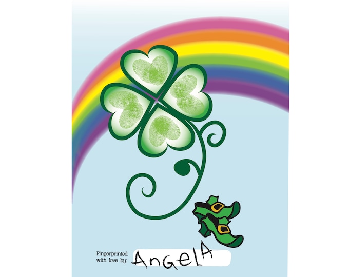 Greeting Card St Patrick's Day, Fingerprint DIY St Patrick's Day Card, Shamrock Card,St Patrick's Fingerprint Art,St Patrick's Craft