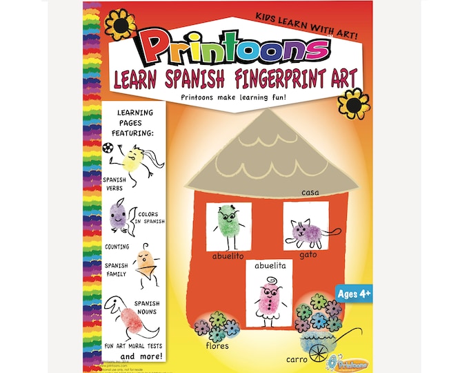 SPANISH LEARNING THUMBPRINT Art, Spanish worksheets, Home School Worksheets, Spanish Fingerprint Art Digital Download Kit, Learn Spanish