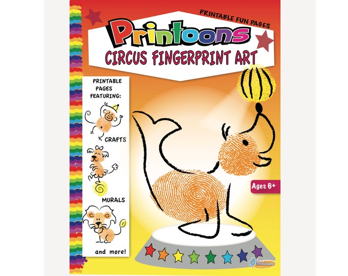 CIRCUS 3d PLAYSET Fingerprint Art, Circus Fun DIY, Circus Party Craft, Circus Fingerprint Art Downloadable Kit, Kids Art, Circus Worksheets