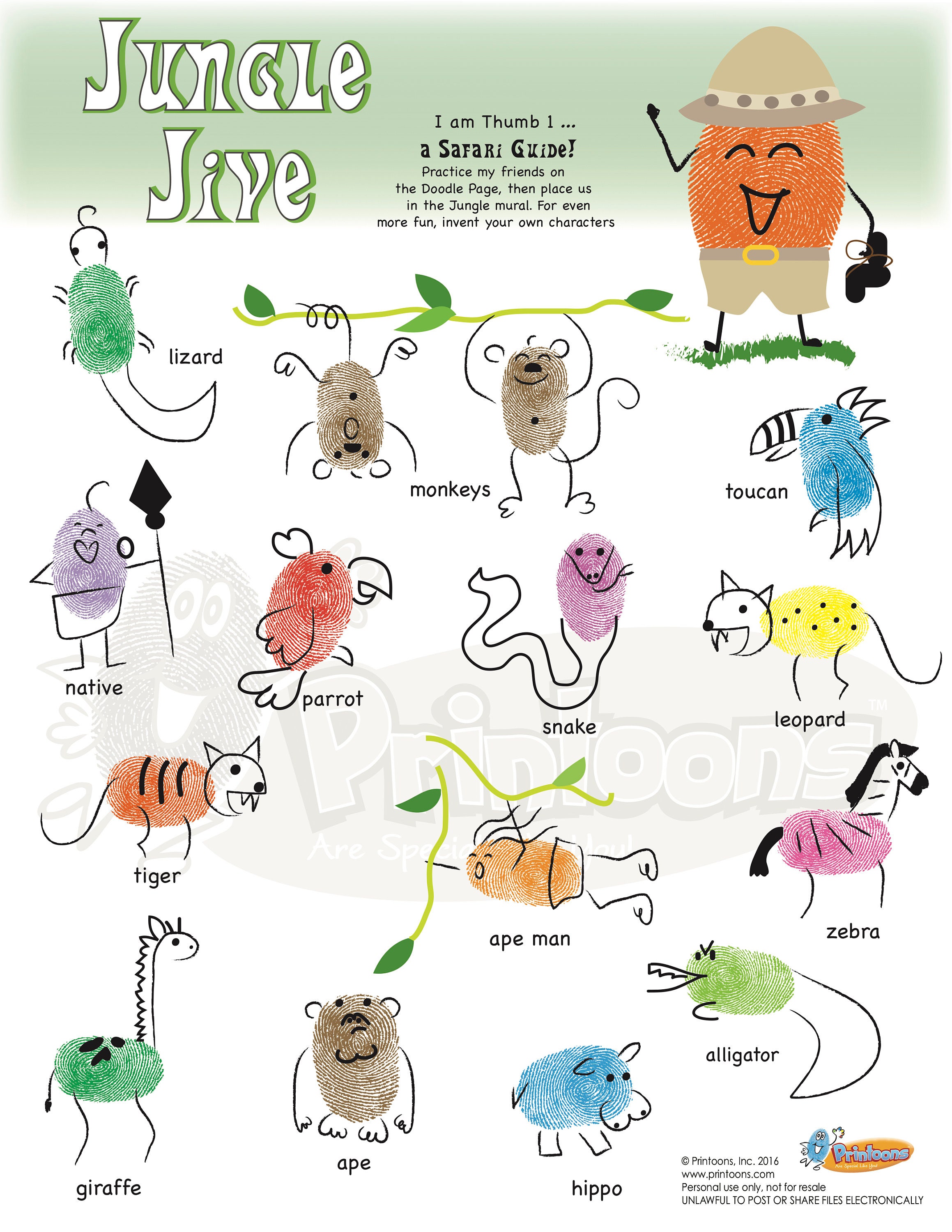 JUNGLE THUMBPRINT ART Animals Fingerprint Art Kit Digital - Etsy JUNGLE THUMBPRINT ART Animals Fingerprint Art Kit Digital - Etsy