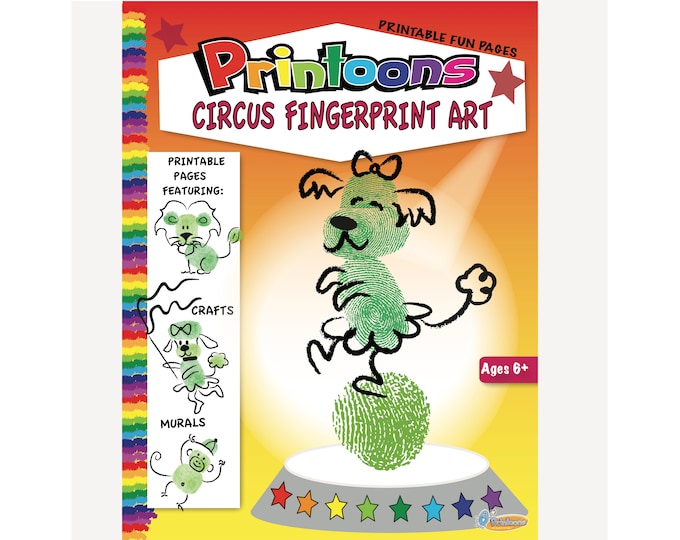 CIRCUS BOOK & POSTER Fingerprint Art, Circus Worksheets, Circus Digital Download Fingerprint Art Kit, Circus Diy, Kids Circus Party Craft