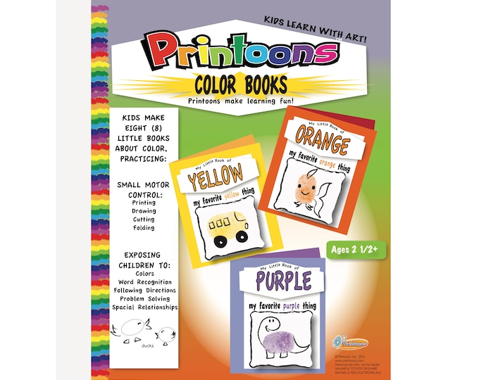 COLOR BOOKS THUMBPRINT Art, Learn Color Worksheets, Learn Colors Diy, Make Color Books, Kids Keepsake Art, Fingerprint Art Digital Kit