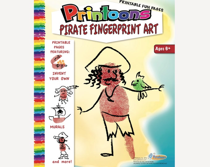 PIRATE INVENT your OWN Fingerprint Art, Pirate Posters, Pirate Crafts, Pirate Fingerprint Art Digital Download Kit,