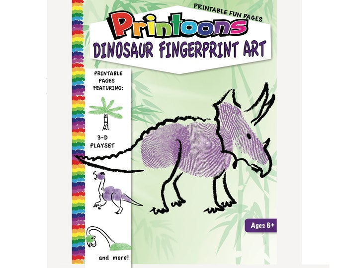 DINOSAUR 3D PLAYSET DIORAMA Fingerprint Art, Dinosaur Download Fingerprint Art Kit, Dinosaur Fingerprint Art, Diy Dino, Dino Worksheets