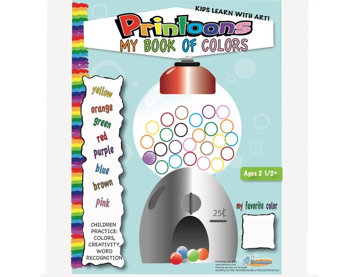 COLORS LEARNING THUMBPRINT Art, Color Worksheets, Homeschool Learning, Color Pages Diy, Color Pages Fingerprint Art Kit Download,