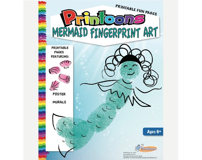 MERMAID FINGERPRINT Art POSTERS, I Love Mermaids Art, Mermaid Worksheets, Mermaid Party Craft, Mermaid Diy, I want to be a Mermaid Kids Art