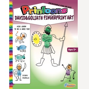 DAVID & GOLIATH BIJBELverhaal Vingerafdrukkunst, Vakantie Bijbelschool Werkbladen, Zondagsschool Werkbladen, Diy Bijbelverhaalboek