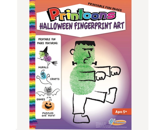 HALLOWEEN FINGERPRINT Art, Halloween Worksheets, DIY Halloween, Halloween Party Craft, Digital Download Halloween Fingerprint Art Kit