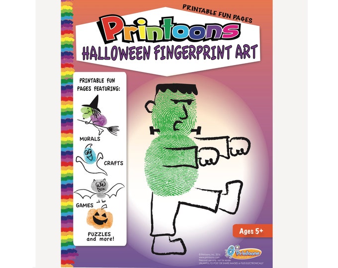 HALLOWEEN FINGERPRINT Art, Halloween Worksheets, DIY Halloween, Halloween Party Craft, Digital Download Halloween Fingerprint Art Kit