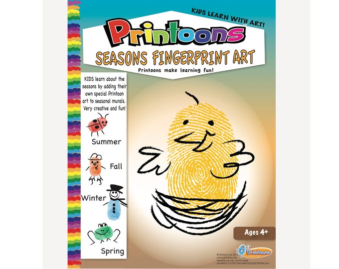 SEASONS LEARNING THUMBPRINT Art, Seasons Worksheets, Seasons Preschool, Seasons Diy, Seasons Fingerprint Art Digital Download Kit