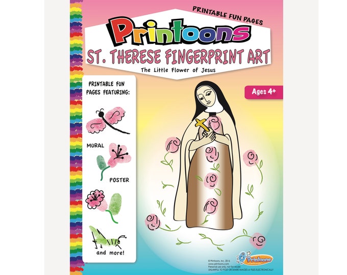 ST THERESE POSTERS Digital Download Fingerprint Art Kit, St Therese Worksheets, Little Flower Worksheets, Little Flower Fingerprint Art