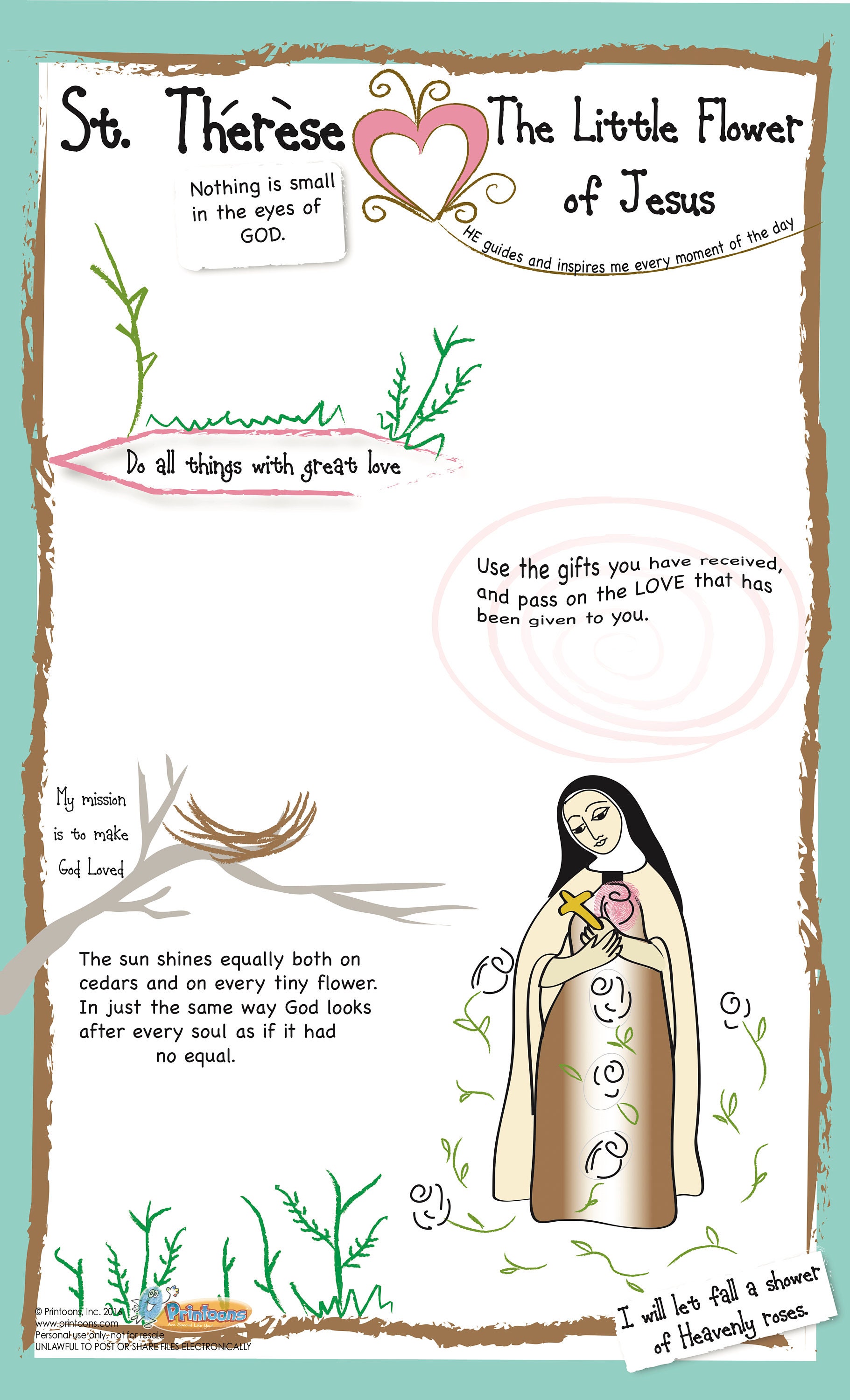 ST THERESE POSTERS Digital Download Fingerprint Art Kit, St Therese
