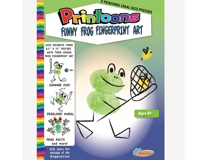 FROG  POSTERS FINGERPRINT Art, Frog Digital Download Fingerprint Art Kit, Diy Frog Art, I Love Frogs, Frog Worksheets, Camp Craft, Camp Art