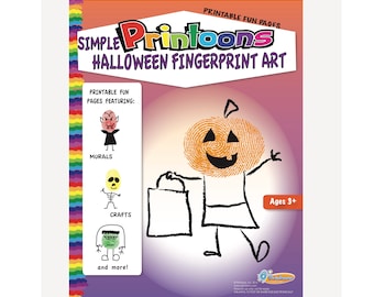 ARTE DE HUELLAS DACTILARES DE HALLOWEEN, Hojas de trabajo de Halloween, Fiesta de Halloween en el aula, Kit de arte de huellas dactilares de descarga digital de Halloween, Manualidades de Halloween