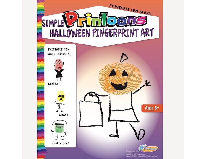 HALLOWEEN THUMBPRINT ART, Halloween Worksheets, Halloween Classroom Party, Halloween Digital Download Fingerprint Art Kit, Halloween Diy