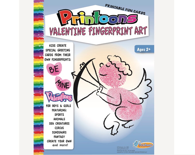 VALENTINE CARDS, Digital Download Valentines, Make your own Valentine, Fingerprint Art Valentines, Personal Touch Valentines