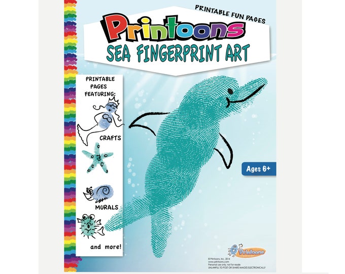 SEA CRAFTS FINGERPRINT Art, Diy Under the Sea, Under the Sea Worksheets, Under the Sea Fingerprint Art Digital Download Kit, Sea Crafts