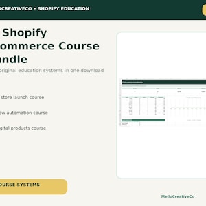 AI Shopify Ecommerce Course Bundle, Store Launch, Flow Automation, Digital Products and Business Workbooks