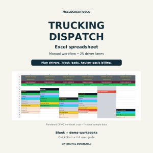 Trucking Dispatch Spreadsheet for Small Fleets | Excel Load Board and Driver Schedule