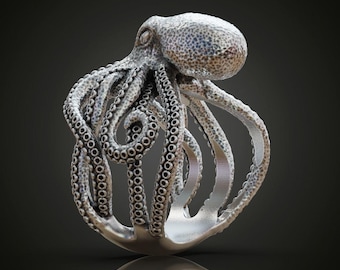 925 sterling Silver Octopus Ring - Gothic Sea Animal Jewelry,octopus ring,925 sterling silver handmade octopus ring cthulhu-ring