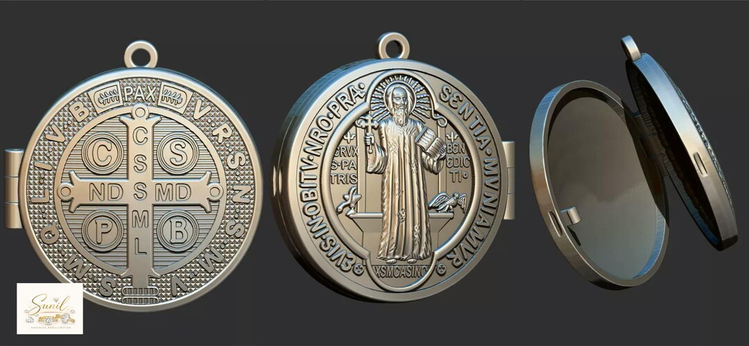 Sterling Silver Saint Benedict Medal, Exorcism St Benedict Necklace ...