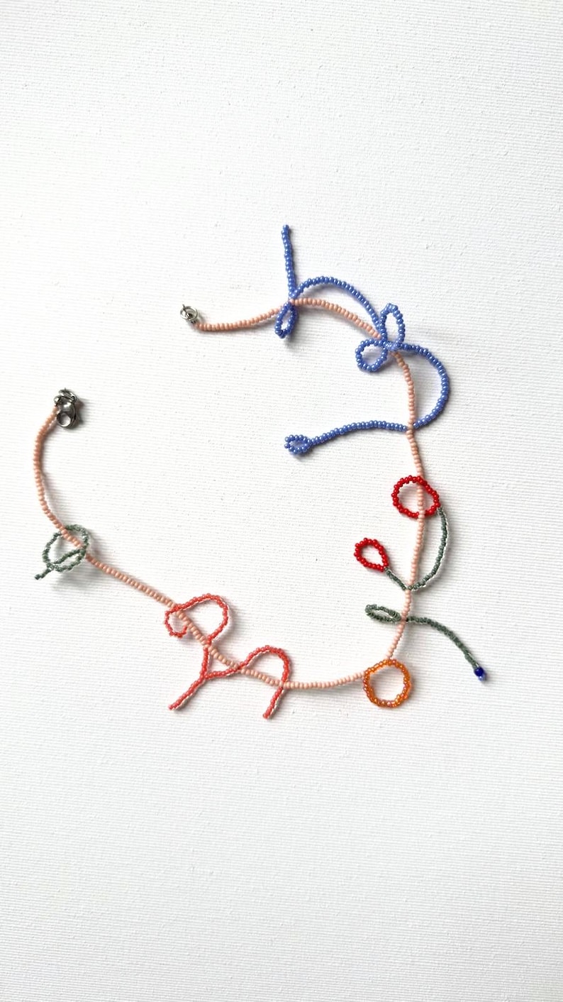 Playful Beaded Choker Necklace, Colourful Design, Statement Jewelry ...