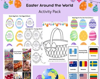 Easter Around the World Activity Pack – Printable Egg Hunt, Matching Game (PDF)