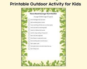 Nature Scavenger Hunt Printable – Outdoor Activity PDF, All Ages, 4 Versions