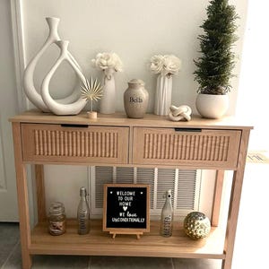 Farmhouse Entryway Console Table with Drawers and Storage Shelf – Rustic Wood Sofa Table for Hallway, Living Room, or Entryway