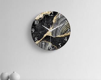 Modern Marble Wall Clock: Silent Quartz Movement, Luxury Home Decor