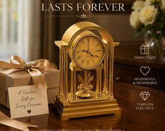 Gold Mantel Clock Vintage Table Clock Elegant Home Decor  Luxury Desk Clock  Birthday Gift Anniversary Gift Housewarming Gift