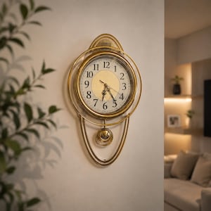 Orologio da parete vintage a pendolo, silenzioso, di grandi dimensioni, stile shabby chic, elegante orologio vintage per soggiorno, decorazione murale raffinata.