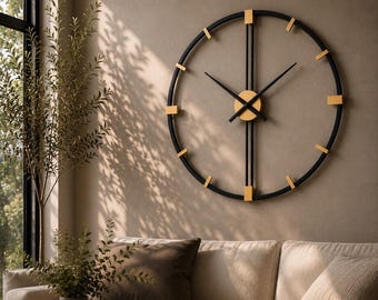 Large Metal Wall Clock | Silent Mechanism, Modern Art Decor (24 Inch)