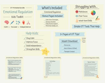 Emotional Regulation | Occupational Therapy Bundle for Kids | 5+ Page Printable