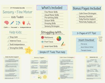 Sensory, Fine Motor, Emotional Regulation Activities | OT Printable Bundle (PDF Download)