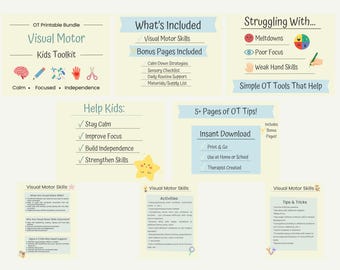 Visual Motor Skills | Occupational Therapy Bundle for Kids | 5+ Page Printable
