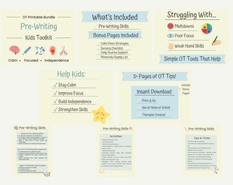 Pre-Writing Skills | Occupational Therapy Bundle for Kids | 5+ Page Printable