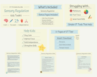 Sensory Regulation | Occupational Therapy Bundle for Kids | 5+ Page Printable