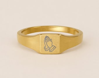 Zegelring biddende handen | Zegel: