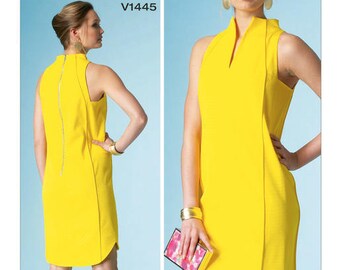 V1425 Vogue Pamella Roland Misses Lined Dress has pleated skirt whorsehair braid on hemline Sz A5 6-14 /& E5 14-22 new sewing pattern