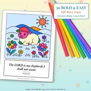 Bold and Easy Bible Verse Coloring Book, 30 Large Print KJV Coloring Pages for Adults and Seniors, Christian Scripture Printable PDF