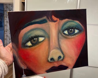 Expressive Female Face Art print, Modern Wall Art, original art