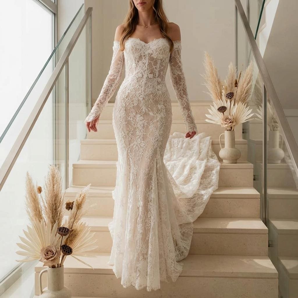 mermaid dress cut Long V-Neck Mermaid Prom Dress with Glitter Print Rose Gold / 2