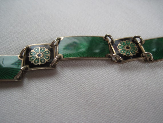 Green and Black Guilloche Enamel David-Andersen Br