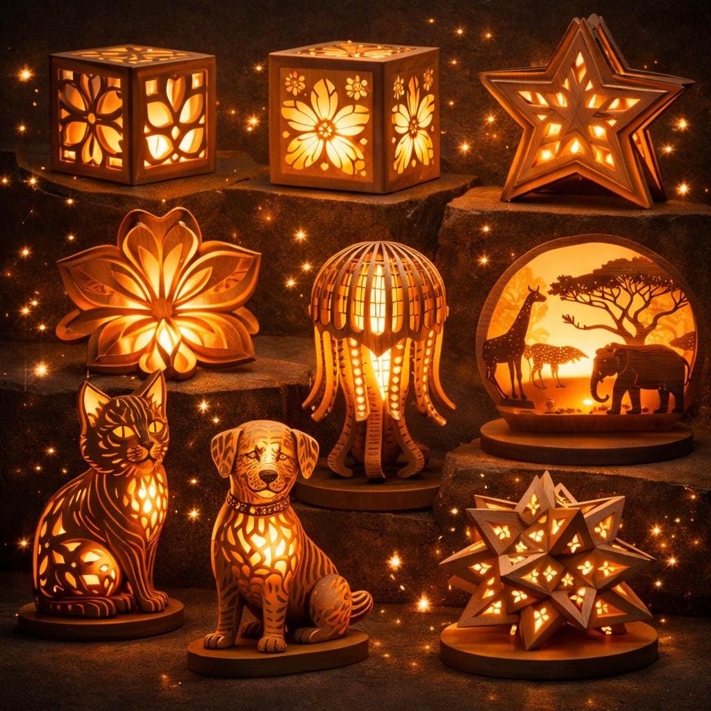 350+ Laser Cut Lamp Bundle | Laser Cut Lamps Bundle | Modern 3D Lantern ...