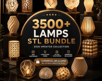 Pacote com mais de 3500 arquivos STL para impressão 3D de luminárias | Arquivos STL para iluminação moderna e decorativa | Decoração para casa | Arquivos STL prontos para impressão 3D